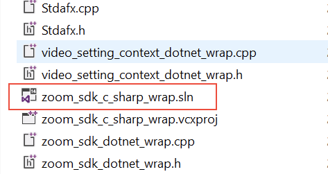 Solution file shown in list of files