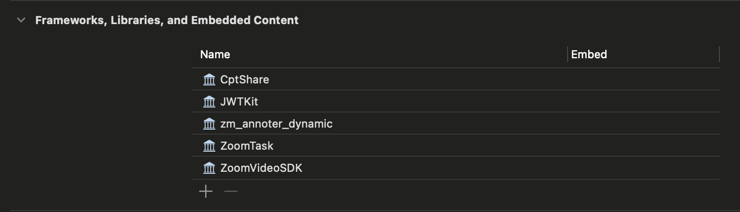 Frameworks, Libraries, and Embedded Content with SPM install