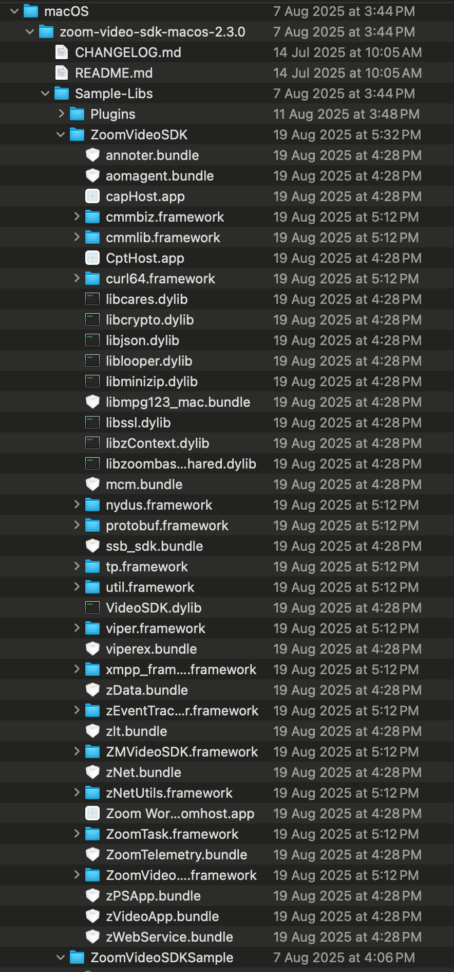 SDK framework libaries