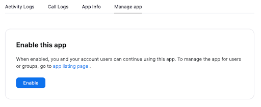 Option to re-enable an app