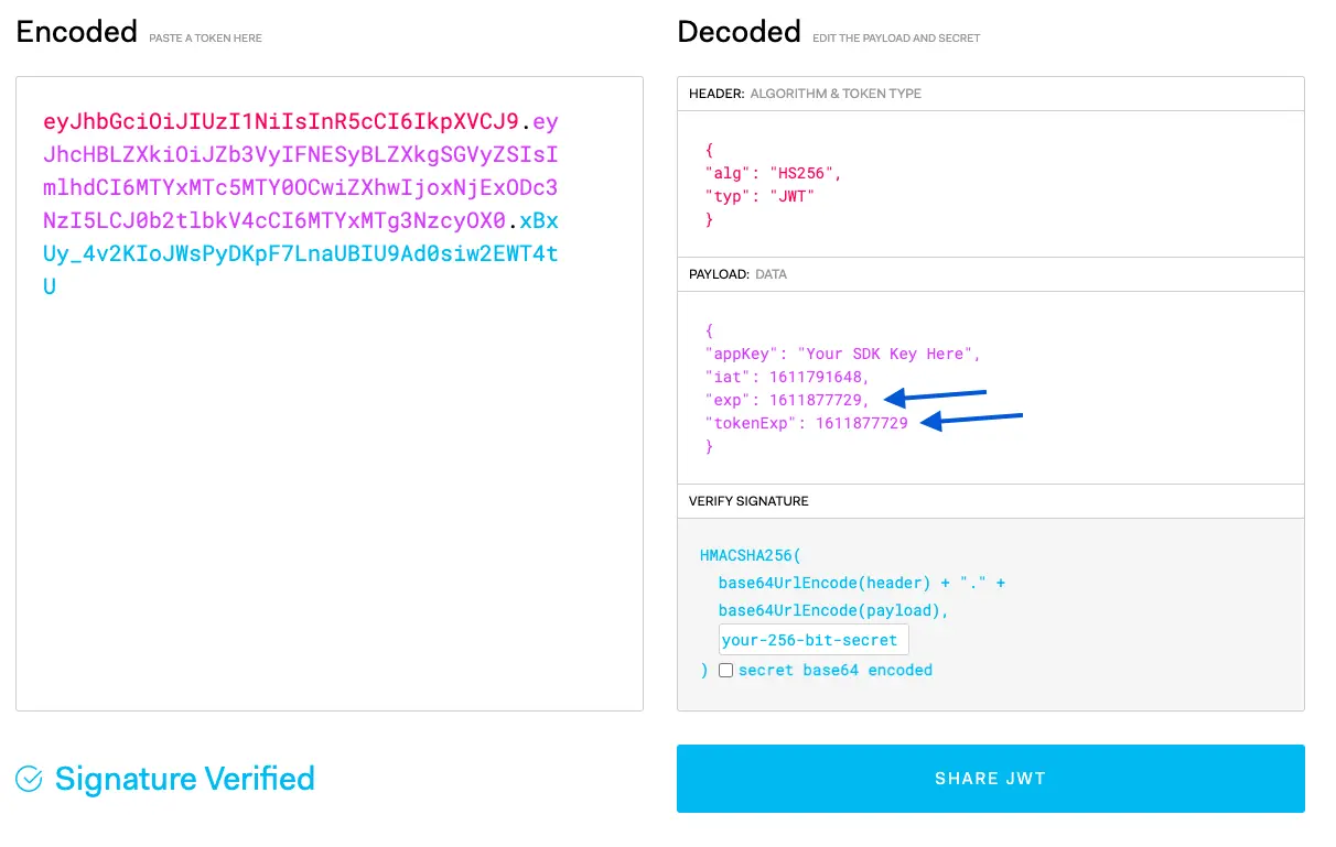 How to create a sample JWT for the Meeting SDK