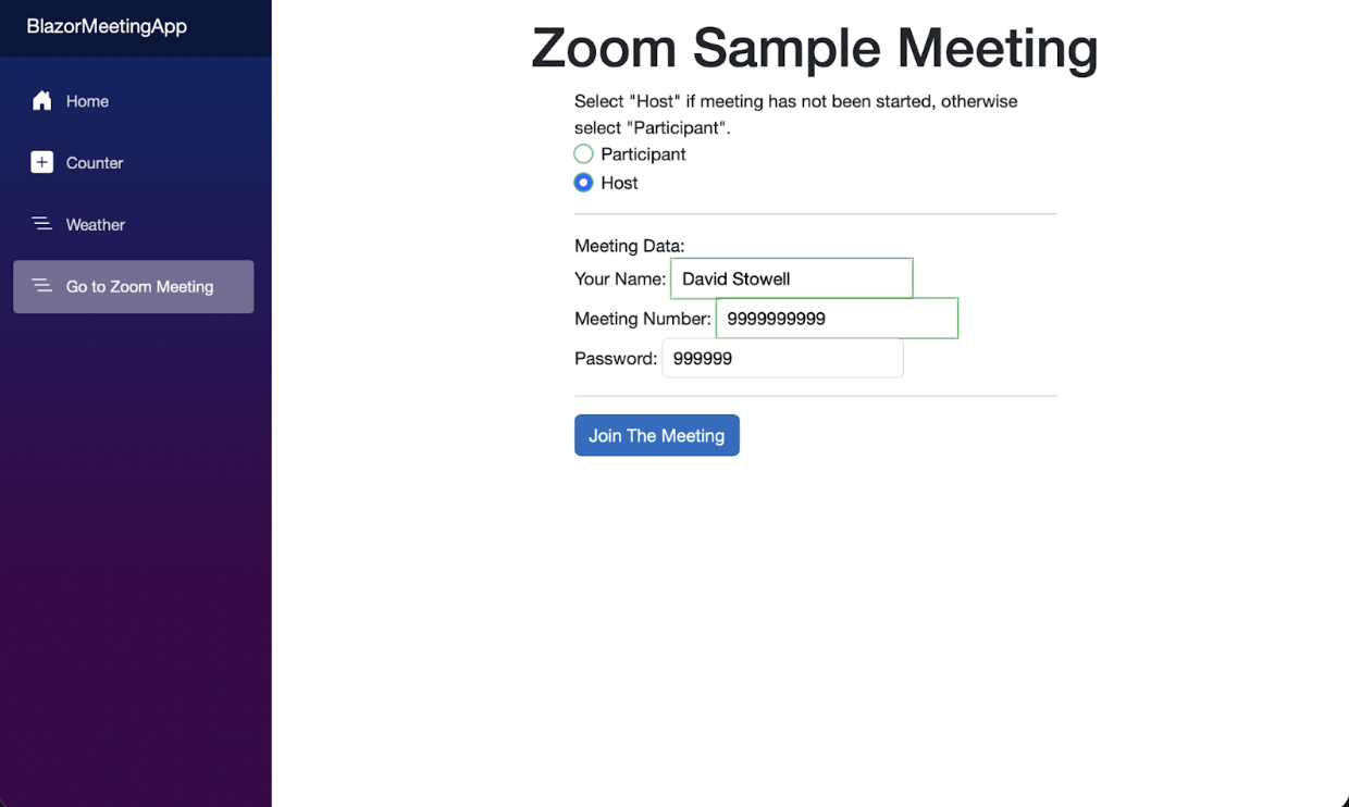 Zoom sample meeting ready