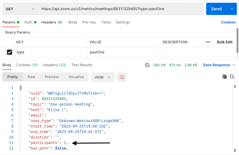 Calling dashboard endpoint with query param type pastOne