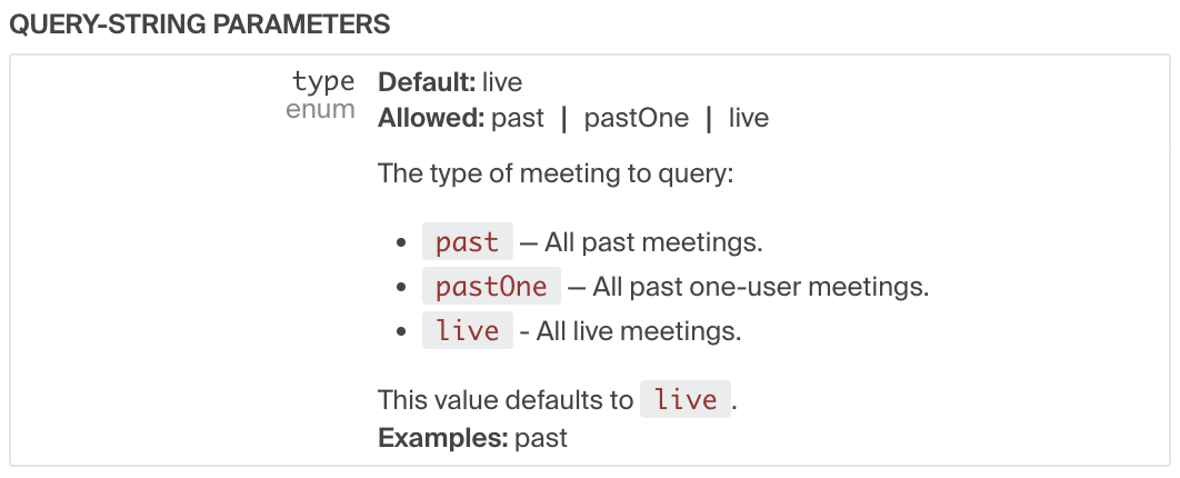 Query parameter type