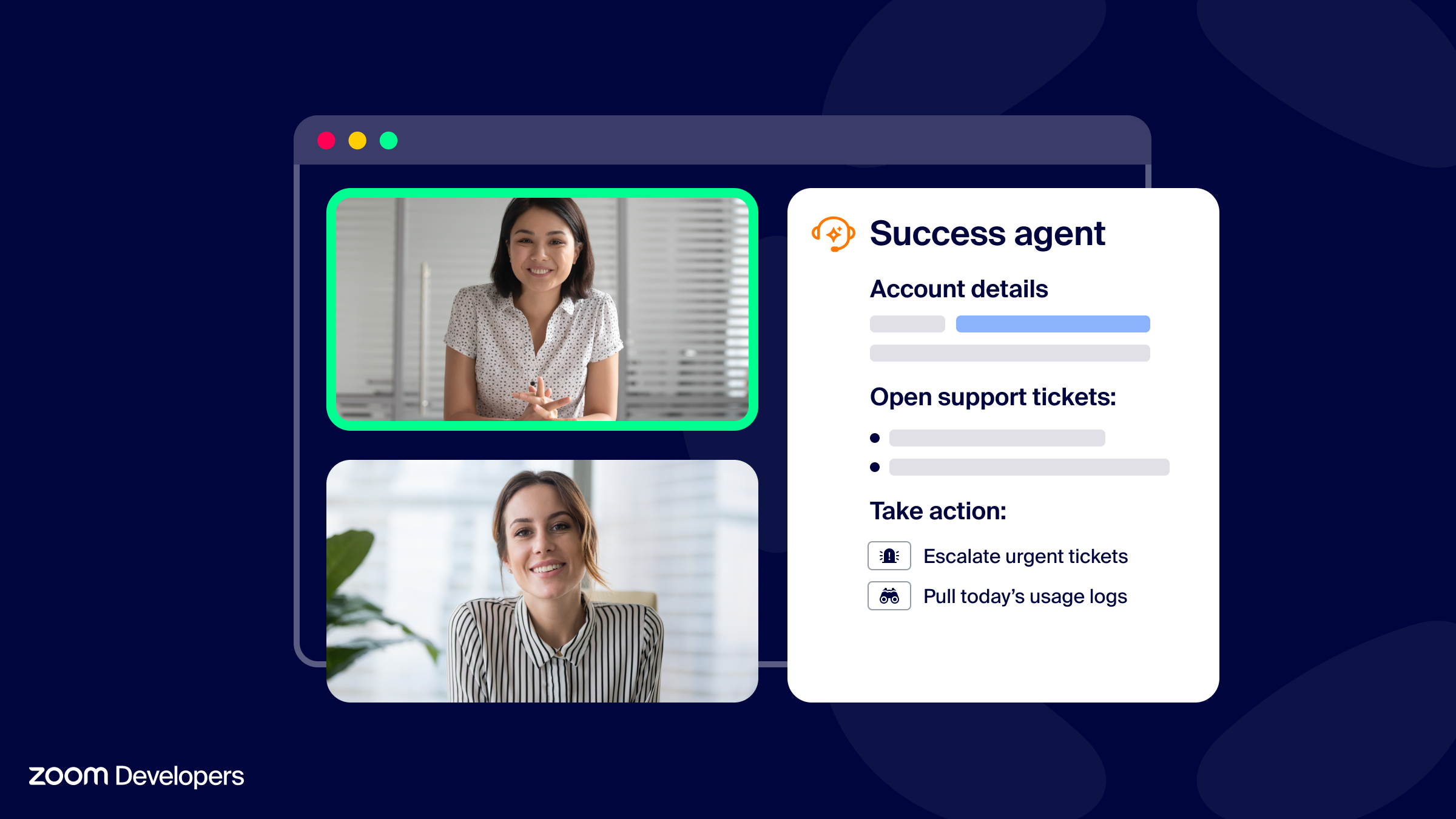 In-meeting agent using Zoom Apps and Realtime Media Streams