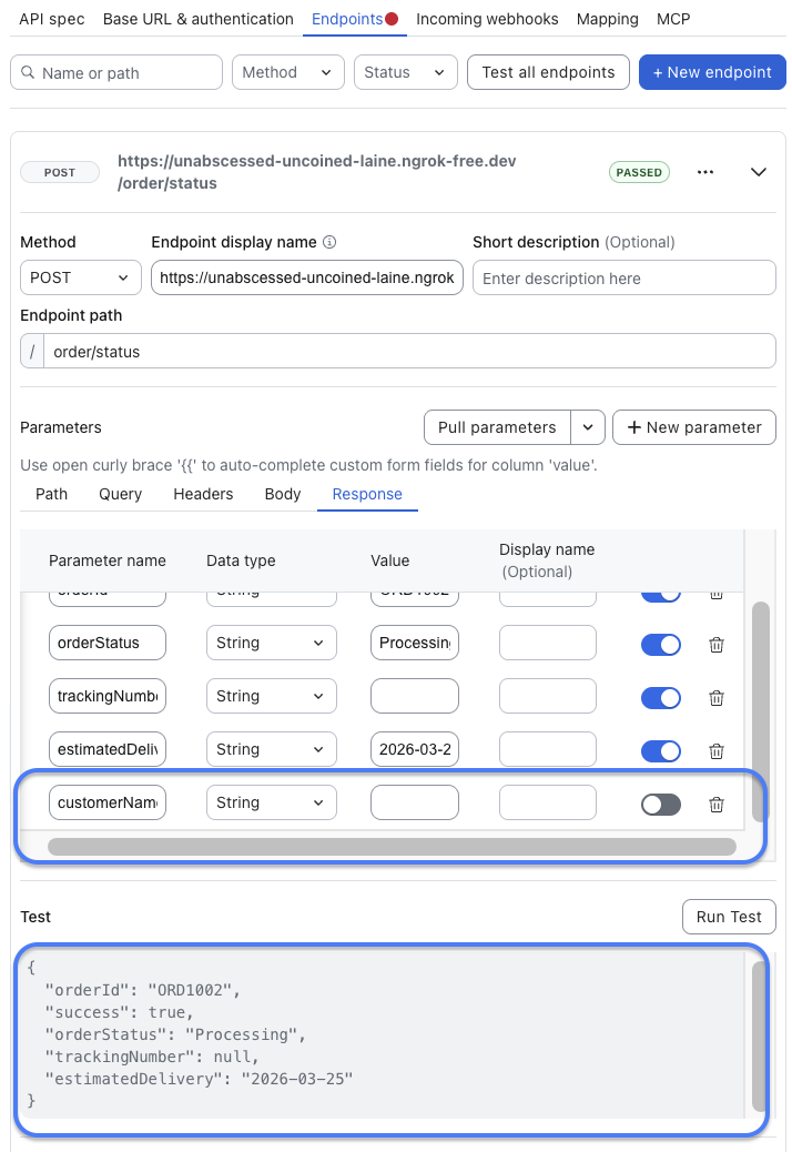 Example of output mapping configuration in the Zoom Marketplace UI