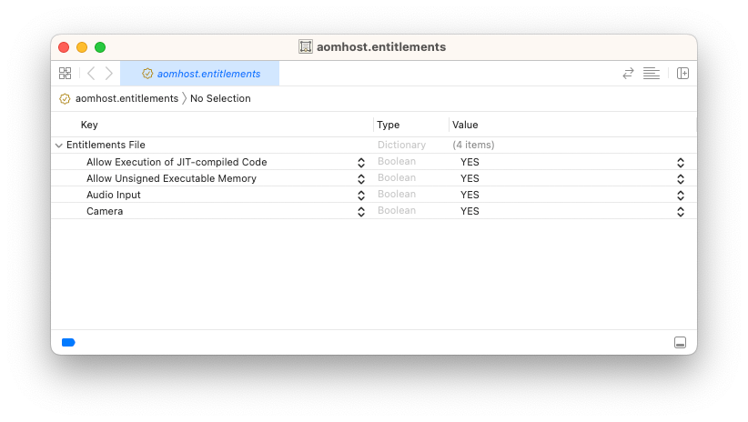 aomhost.entitlements file