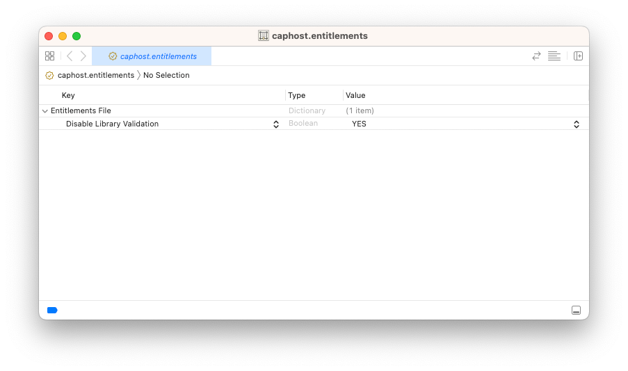 caphost.entitlements file