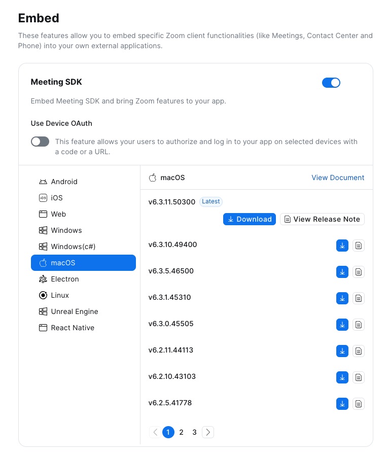 Download section on Embed page