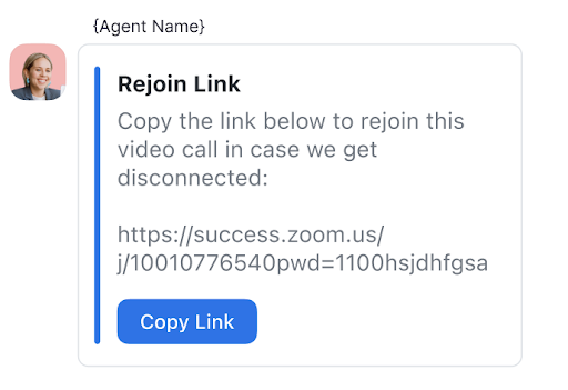 Screenshot of a chat bubble displaying a longer rejoin text link.
