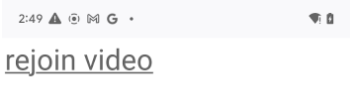 Screenshot of a meeting rejoin link on a webpage. The link text reads 'rejoin video'.