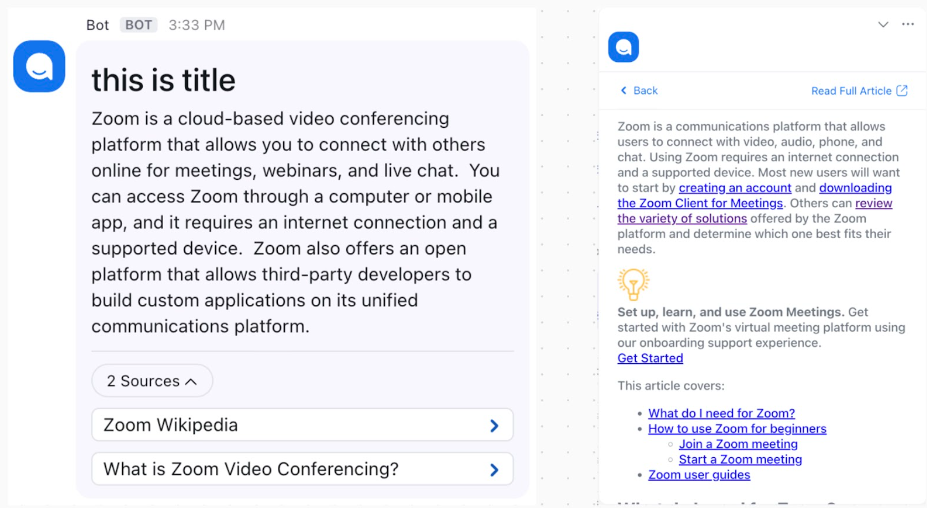 Screenshot of a sample article